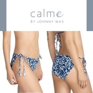 NWT Calme by Johnny Was Blue Tiger String Bikini Bottoms